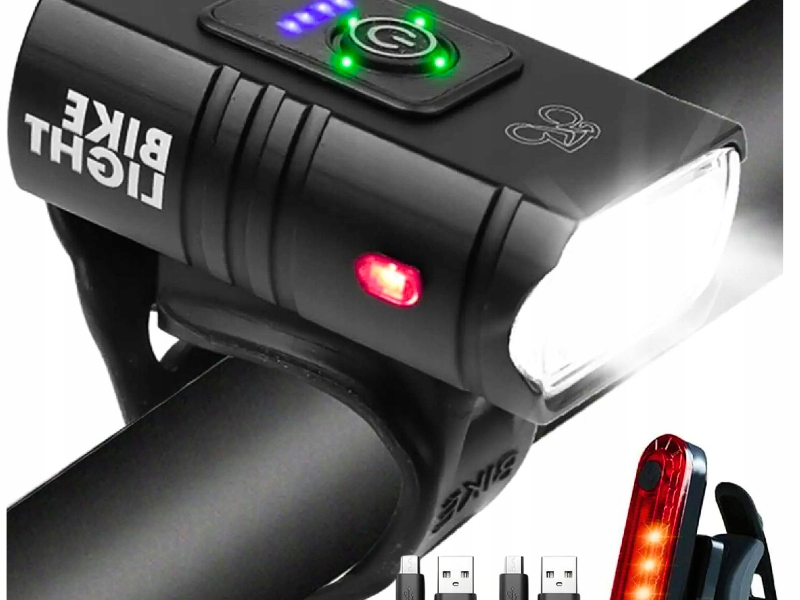 Lampka Rowerowa PRZÓD + TYŁ Do Roweru Miejskiego DO JAZDY NOCĄ MOCNA LED