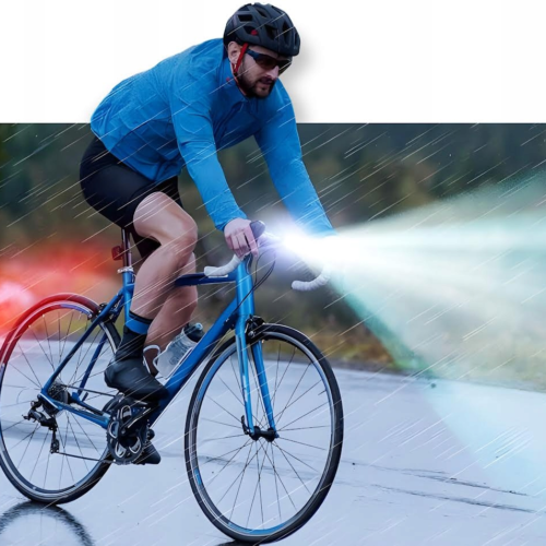 Lampka Rowerowa PRZÓD + TYŁ Do Roweru Miejskiego DO JAZDY NOCĄ MOCNA LED