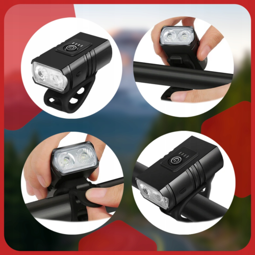 Lampka Rowerowa PRZÓD + TYŁ Do Roweru Miejskiego DO JAZDY NOCĄ MOCNA LED