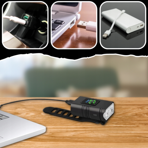 Lampka Rowerowa PRZÓD + TYŁ Do Roweru Miejskiego DO JAZDY NOCĄ MOCNA LED