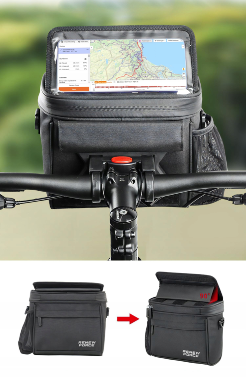 Torba Rowerowa na Kierownicę Sakwa Uchwyt na Telefon Mapy Nawigację GPS