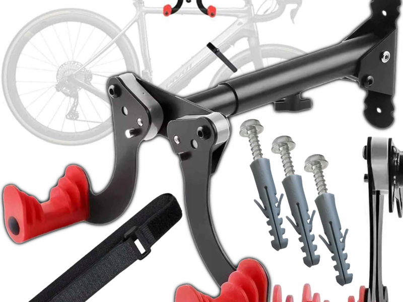 WIESZAK NA ROWER ROWEROWY Ścienny SKŁADANY Stalowy do 40kg Uniwersalny HAK