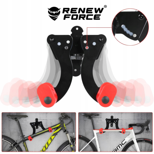 WIESZAK NA ROWER ROWEROWY Ścienny SKŁADANY Stalowy do 40kg Uniwersalny HAK