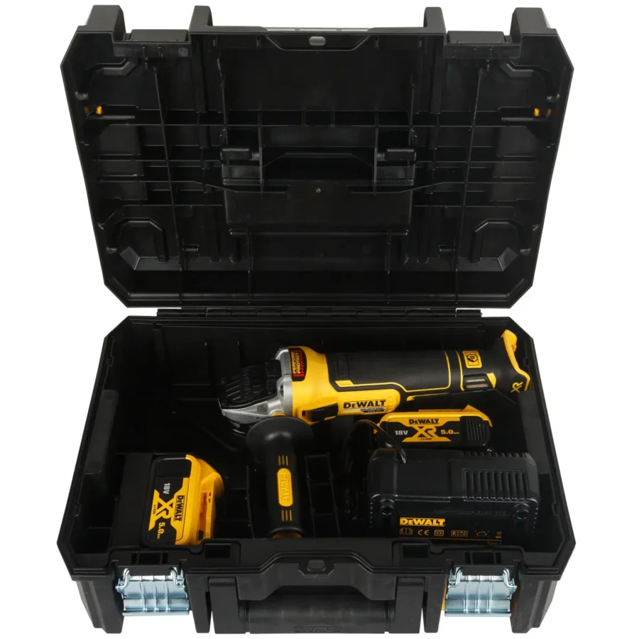 DeWalt DCG405P2 — szlifierka kątowa 125 mm, 18 V, 2 × 5 Ah
