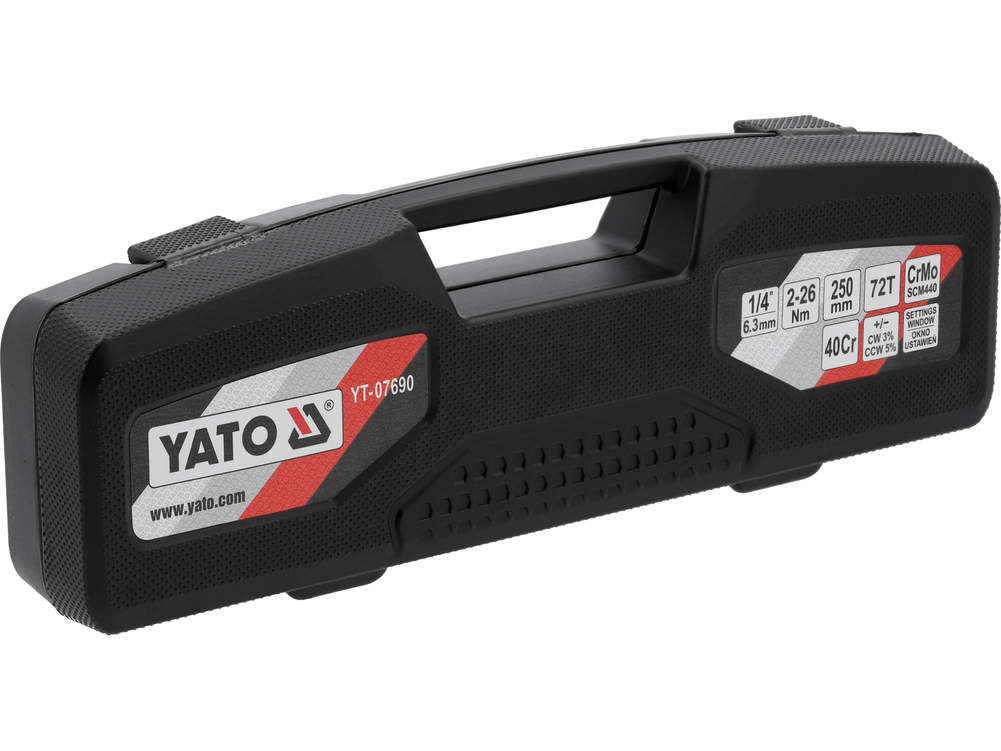 Klucz dynamometryczny 1/4" z oknem nastawczym zakres 2-26 Nm – YATO YT-07690