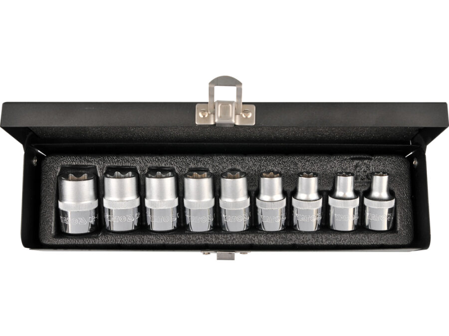 Klucze nasadowe TORX, duże e10-e24, zestaw 9 szt. – YATO YT-0521