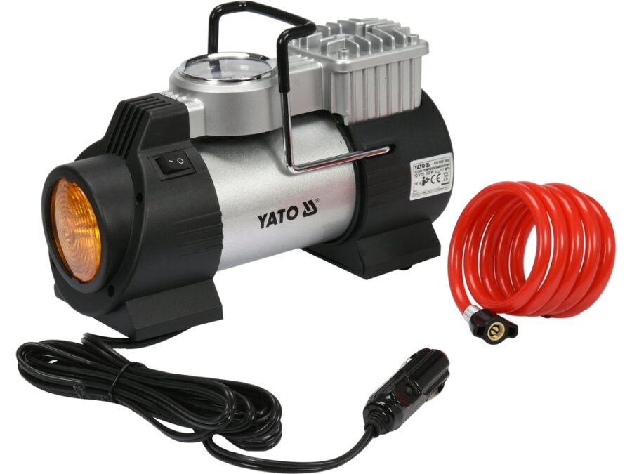 Kompresor samochodowy z lampą LED, 12 V 180 W – YATO YT-73460