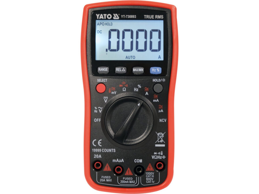 Miernik cyfrowy true rms z automatycznym zakresem LCD 19999 – YATO YT-730893