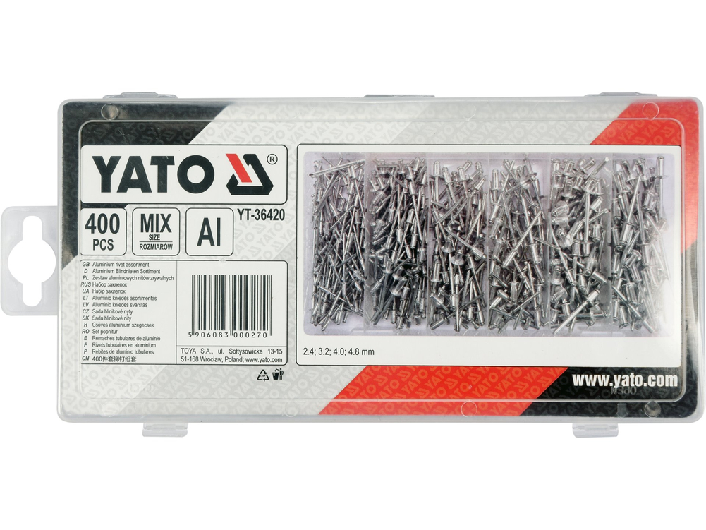 Nity zrywalne 400 szt. mix rozmiarów – YATO YT-36420