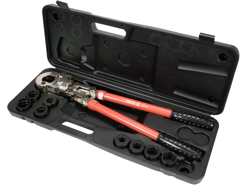 Praska hydrauliczna ręczna do zaciskania złączek pex-al-pex plus 8 matryc – YATO YT-21735