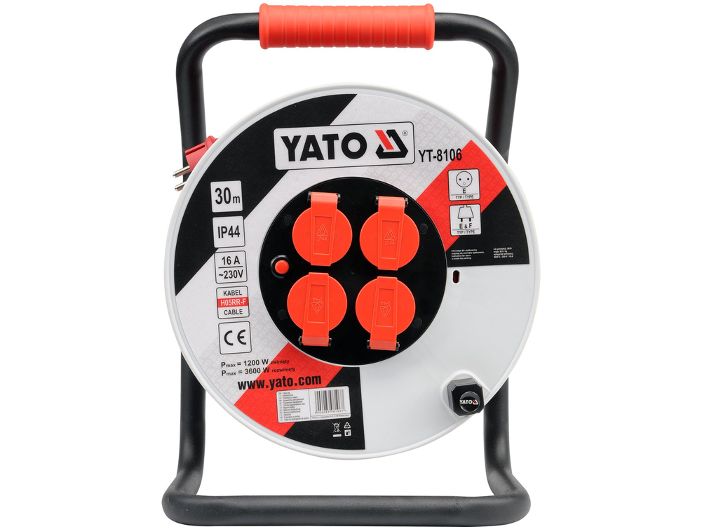 Przedłużacz na bębnie plastikowym 30 m, przewód 3x2,5mm2 – YATO YT-8106