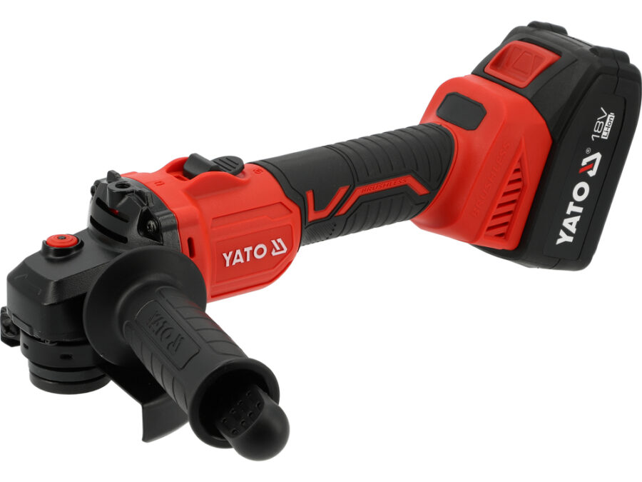 Szlifierka kątowa aku bezszczotkowa 18 V 125 mm z baterią 4 Ah i ładowarką – YATO YT-828251