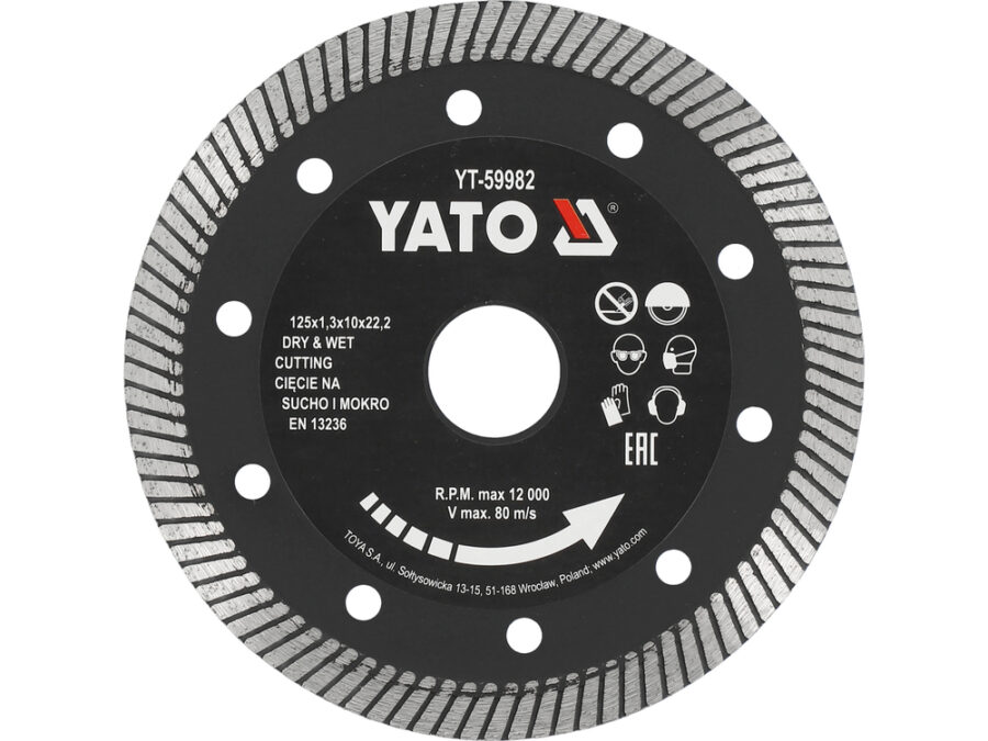 Tarcza diamentowa turbo 125 mm do szybkiego cięcia gresu bez odprysków – YATO YT-59982