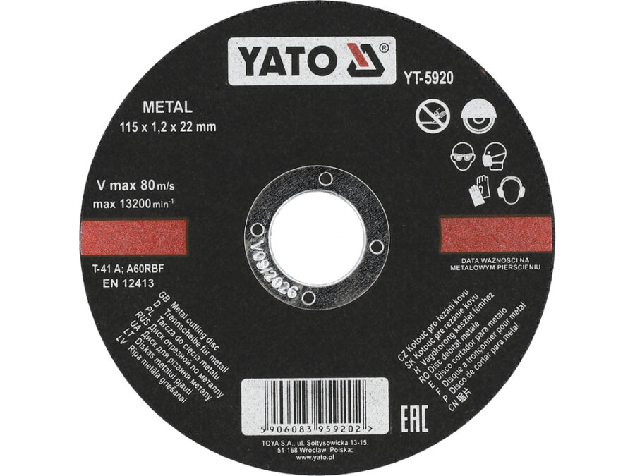 Tarcza do cięcia metalu 115x1,2x22 mm – YATO YT-5920
