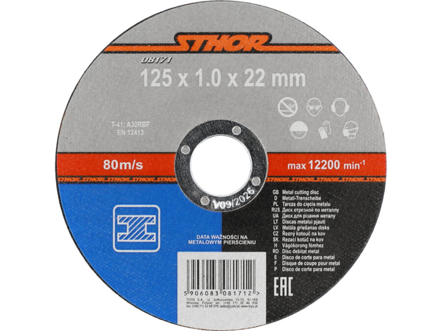 Tarcza do cięcia metalu 125 x 1 x 22 mm – STHOR 08171