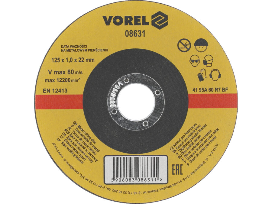 Tarcza do cięcia metalu 125x1x22 – VOREL 08631