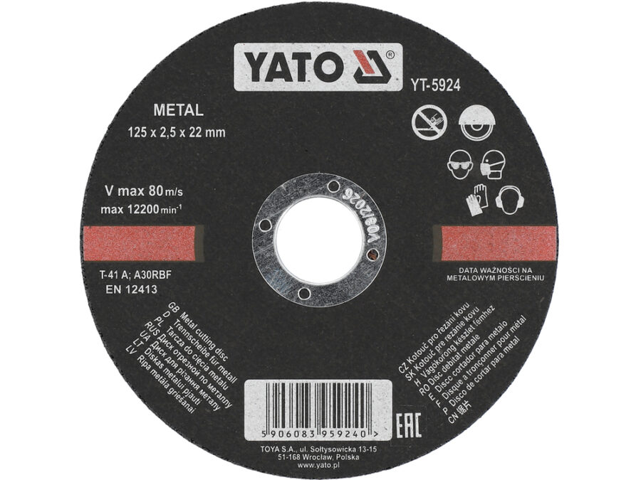 Tarcza do cięcia metalu 125x2,5x22 mm – YATO YT-5924
