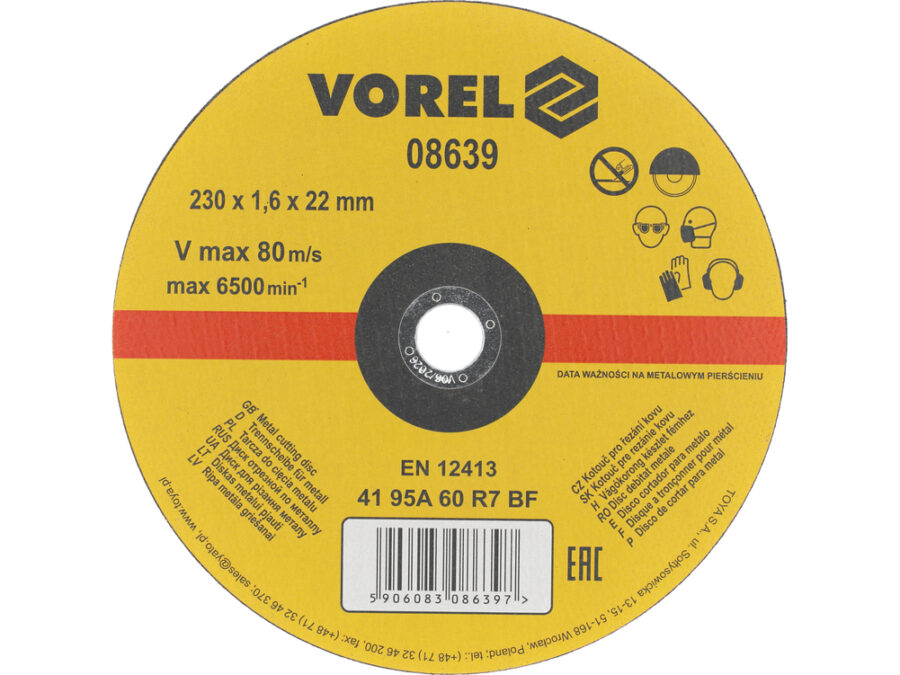 Tarcza do cięcia metalu 230x1,6x22 – VOREL 08639