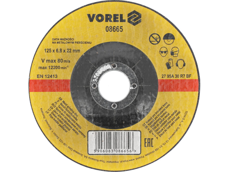 Tarcza do szlifowania metalu 125x6,8x22 – VOREL 08665