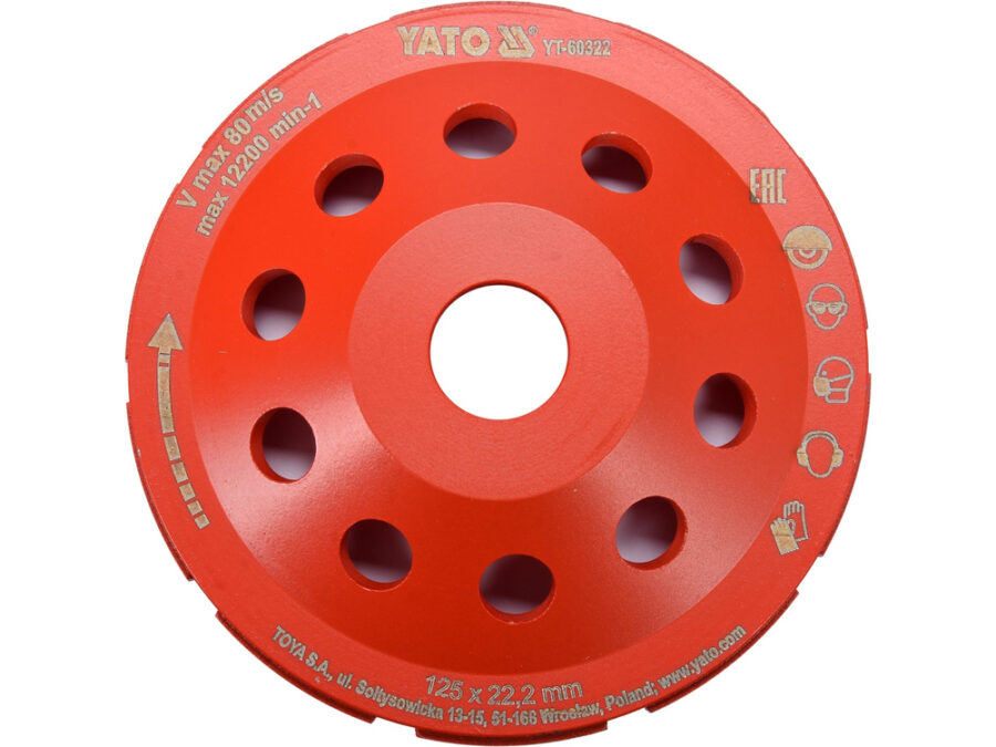 Tarcza szlifierska diamentowa 125 mm; gwint m14 ; do szlifowania betonu i jastrychu – YATO YT-60322