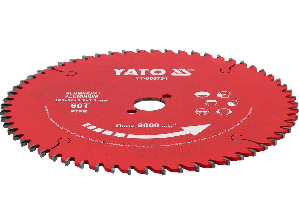 Tarcza tct PTFE do aluminium 185*20*60t – YATO YT-608754