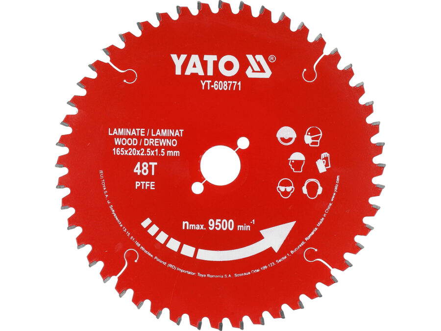 Tarcza tct PTFE do laminatu 165*20*48t – YATO YT-608771