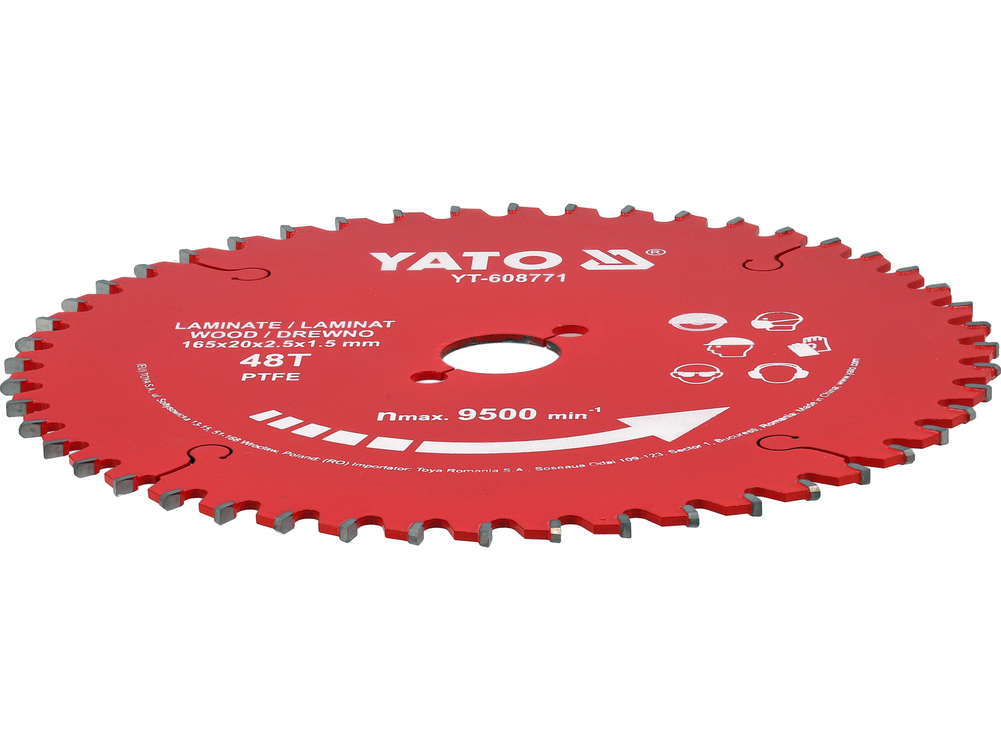 Tarcza tct PTFE do laminatu 165*20*48t – YATO YT-608771