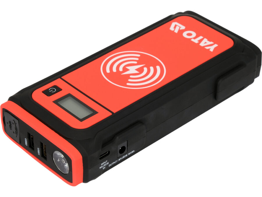 Urządzenie rozruchowe/power bank 16000mah z wyświetlaczem LCD i ładowaniem indukcyjnym – YATO YT-83085