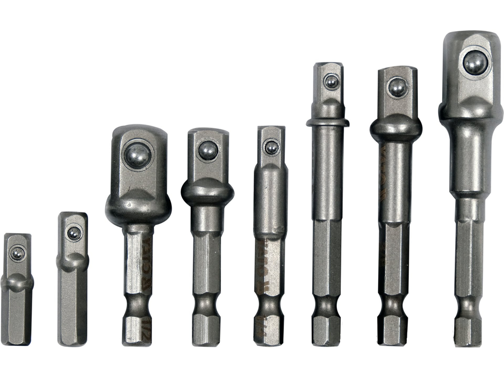 Zestaw adapterów HEX do nasadek 8 szt. – YATO YT-04639