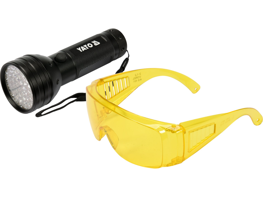 Zestaw latarka uv 51 LED i okulary – YATO YT-08581