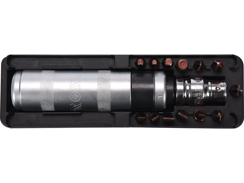Zestaw-wkrętak udarowy z magnetycznymi końcówkami 15szt – YATO YT-28015
