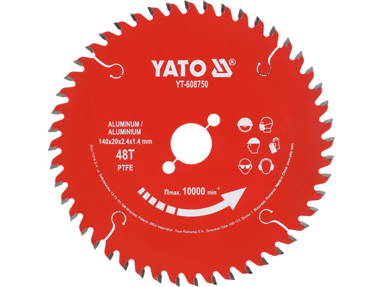 Tarcza tct PTFE do aluminium 140*20*48t – YATO YT-608750