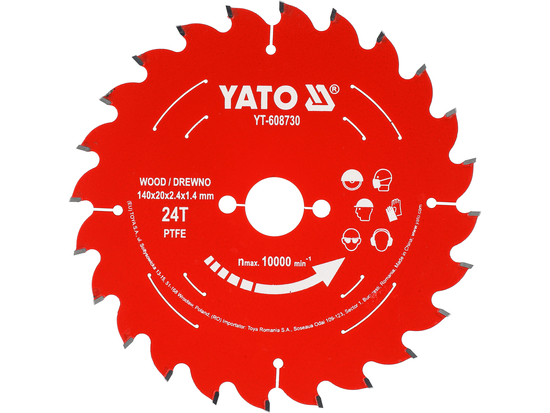 Tarcza tct PTFE do drewna 140*20*24t – YATO YT-608730