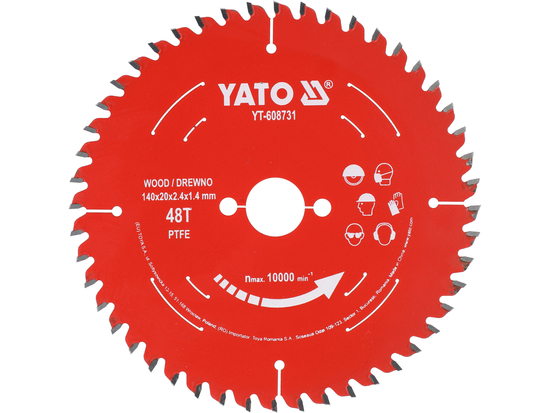 Tarcza tct PTFE do drewna 140*20*48t – YATO YT-608731